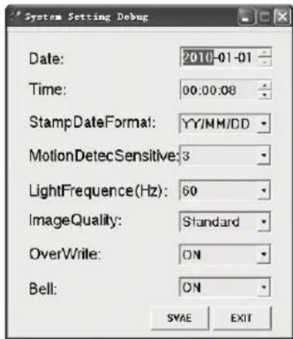 KONIG SECDVRWCA10 - Settings: - 2
