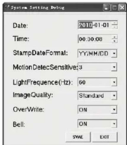 KONIG SECDVRWCA10 - Asetukset: - 2