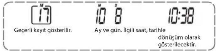 Geçerli kayıt gösterilir. 10 8 Ay ve gün. İlgili saat, tarihle dönüşüm olarak gösterilecektir.