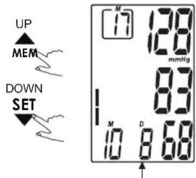UP MEM DOWN SET M 17 128 mmHg 83 M D 10 8 68