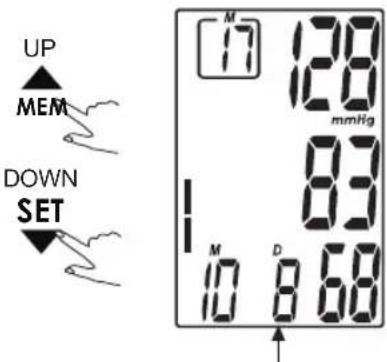UP MEM DOWN SET M 17 128 mmHg 83 M D 10 8 68