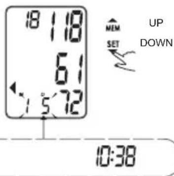 18 118 61 5 72 ↑ MEM SET UP DOWN 10:38
