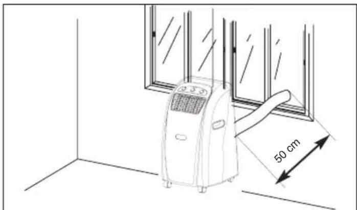 EINHELL MKA 3002 M - B) Montaggio del tubo dell'aria estratta attraverso il vetro della finestra o la parete - 1