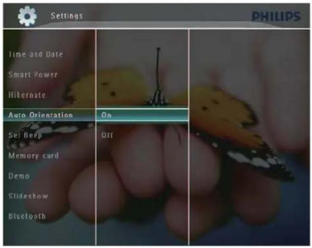 PHILIPS SPF7010 - Sélectionnez [Orientation auto.], puis appuyez sur OK pour confirmer. - 2