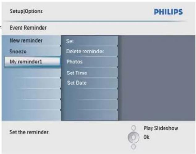 PHILIPS SPF2107 - Виберіть нагадування і для підтвердження натисніть ОК. - 1