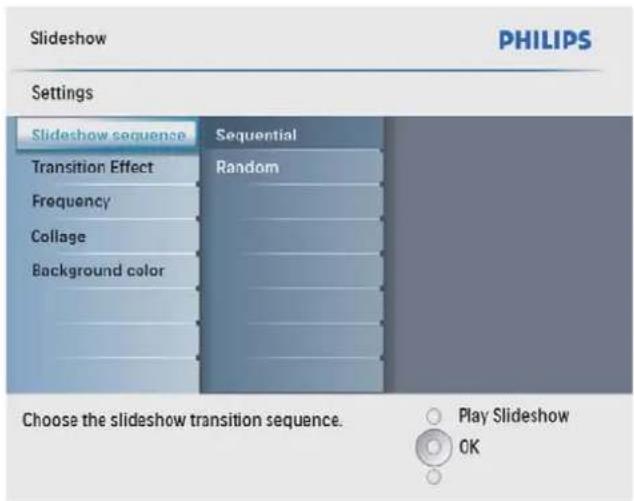 PHILIPS SPF2107 - Вибір послідовності показу слайдів - 2