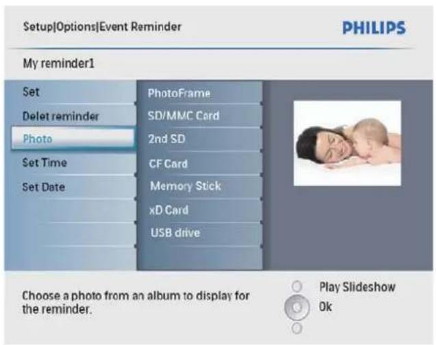PHILIPS SPF2107 - Вибір фотографії для нагадування - 4