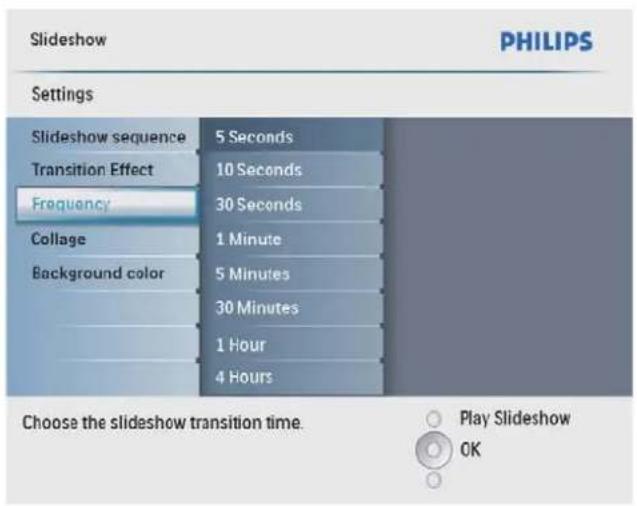 PHILIPS SPF2107 - Вибір частоти відтворення слайдів - 2