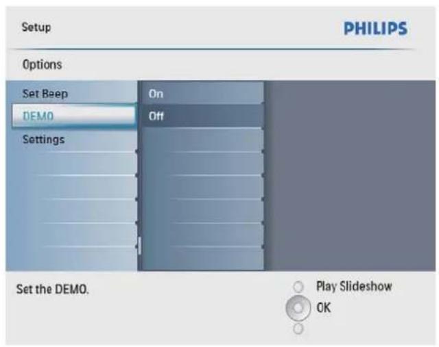 PHILIPS SPF2107 - Налаштування режиму демонстрації - 2