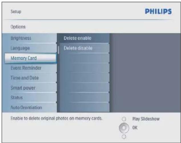 PHILIPS SPF2107 - Захист/вимкнення захисту вмісту карти пам'яті - 1