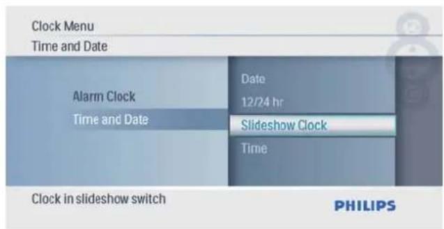PHILIPS SPF1017 - Affi chage de l'horloge en mode diaporama - 1