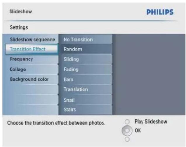 PHILIPS SPF4208 - Sélection d'un effet de transition - 2