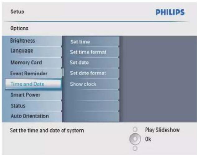 PHILIPS SPF2027 - Réglage du format date et heures - 2