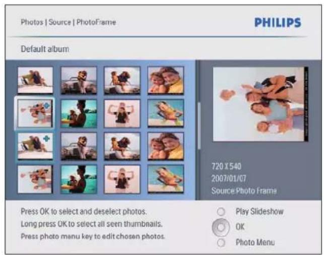 PHILIPS SPF2027 - Parcourez les photos en mode miniature et accedez au menu photo. - 2
