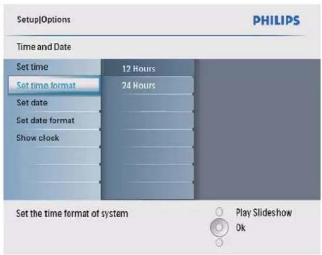 PHILIPS SPF2027 - Réglage du format date et heures - 3