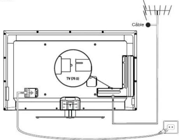 PEAQ PTV462403S - Branchement de l'alimentation et de l'antenne - 1