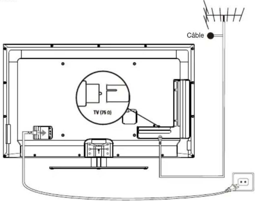 PEAQ PTV552403S - Branchement de l'alimentation et de l'antenne - 1