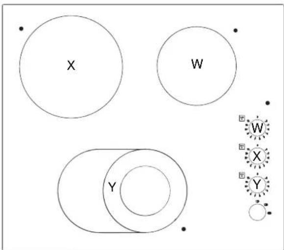 HOTPOINT-ARISTON KRM 641 D X - Correspondance: zones de cuisson-bouton - 2