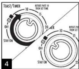 TOAST/TIMER 10 15 20 OFF 25 STAY ON OFF 20 STAY ON 10 15 20 4