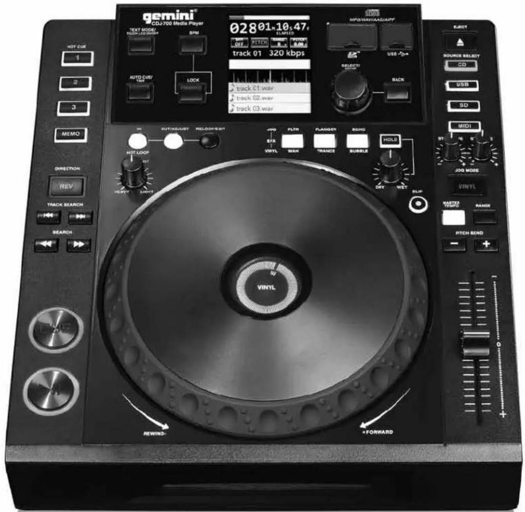 GEMINI CDJ700 - IN THE USA: IF YOU ARE EXPERIENCING PROBLEMS WITH THIS UNIT CALL 1-732-346-0061 FOR GCI TECHNOLOGIES CUSTOMER SERVICE. DO NO ATTEMPT TO RETURN THIS EQUIPMENT TO YOUR DEALER. - 1