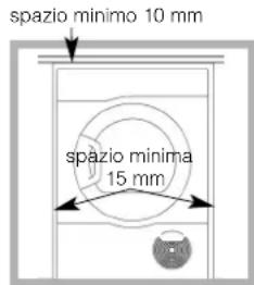 spazio minimo 10 mm spazio minima 15 mm