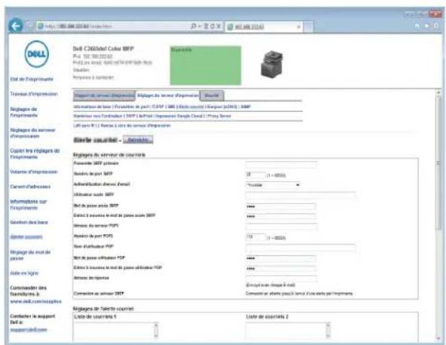 DELL C2665DNF - Configuration des informations nécessaires pour accéder au serveur de courriels - 1