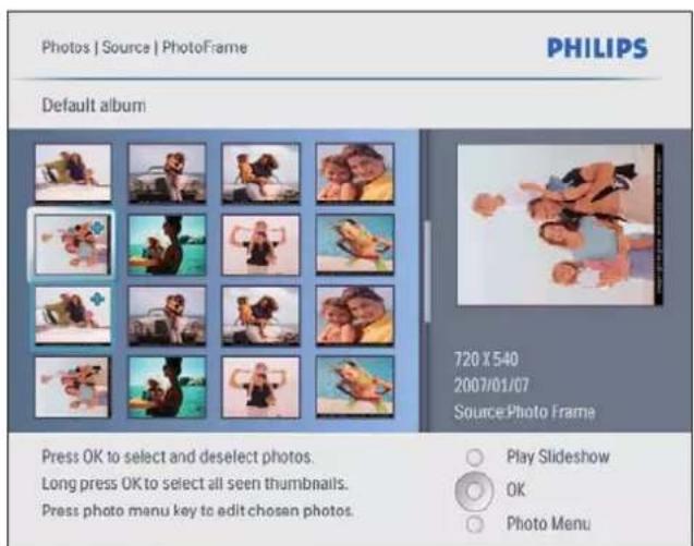 PHILIPS AVENT SPF2207 - Parcourez les photos en modeminiature et accedez au menu photo. - 1