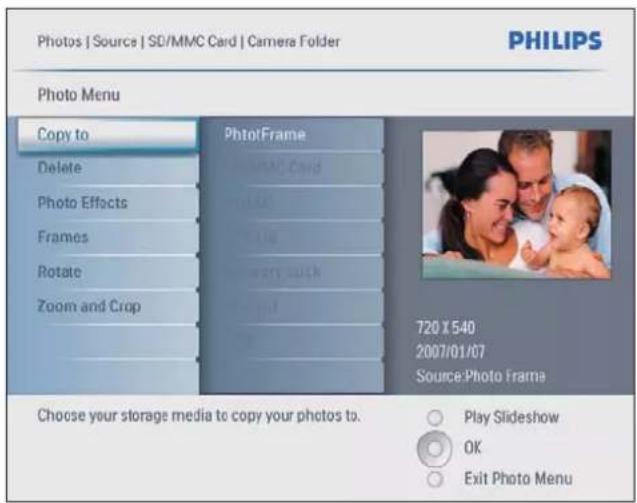 PHILIPS AVENT SPF2207 - Parcourez les photos en modeminiature et accedez au menu photo. - 2