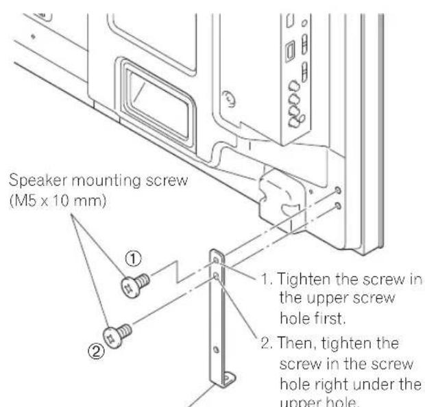 PIONEER PDPS63 - Attach the speaker brackets to the rear of the flat screen TV. - 1