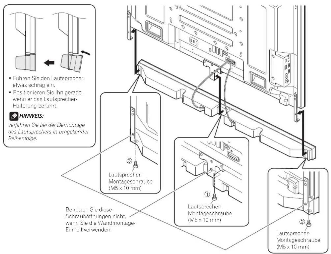 PIONEER PDPS63 - Bei Verwendung der Wandmontage-Einheit: - 4