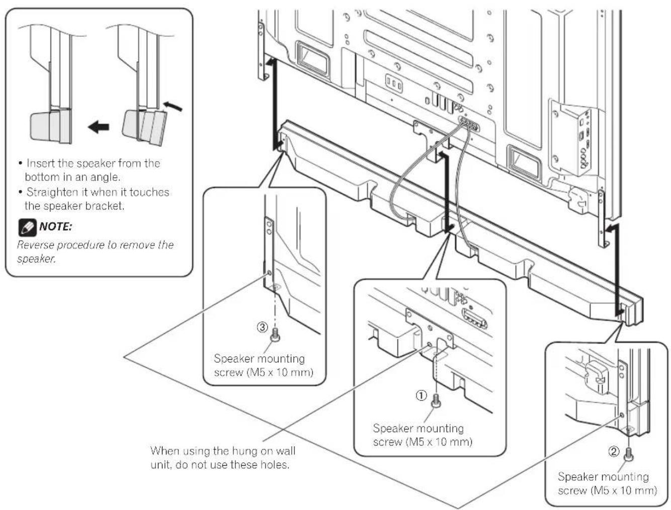 PIONEER PDPS63 - When using the hung on wall unit: - 4