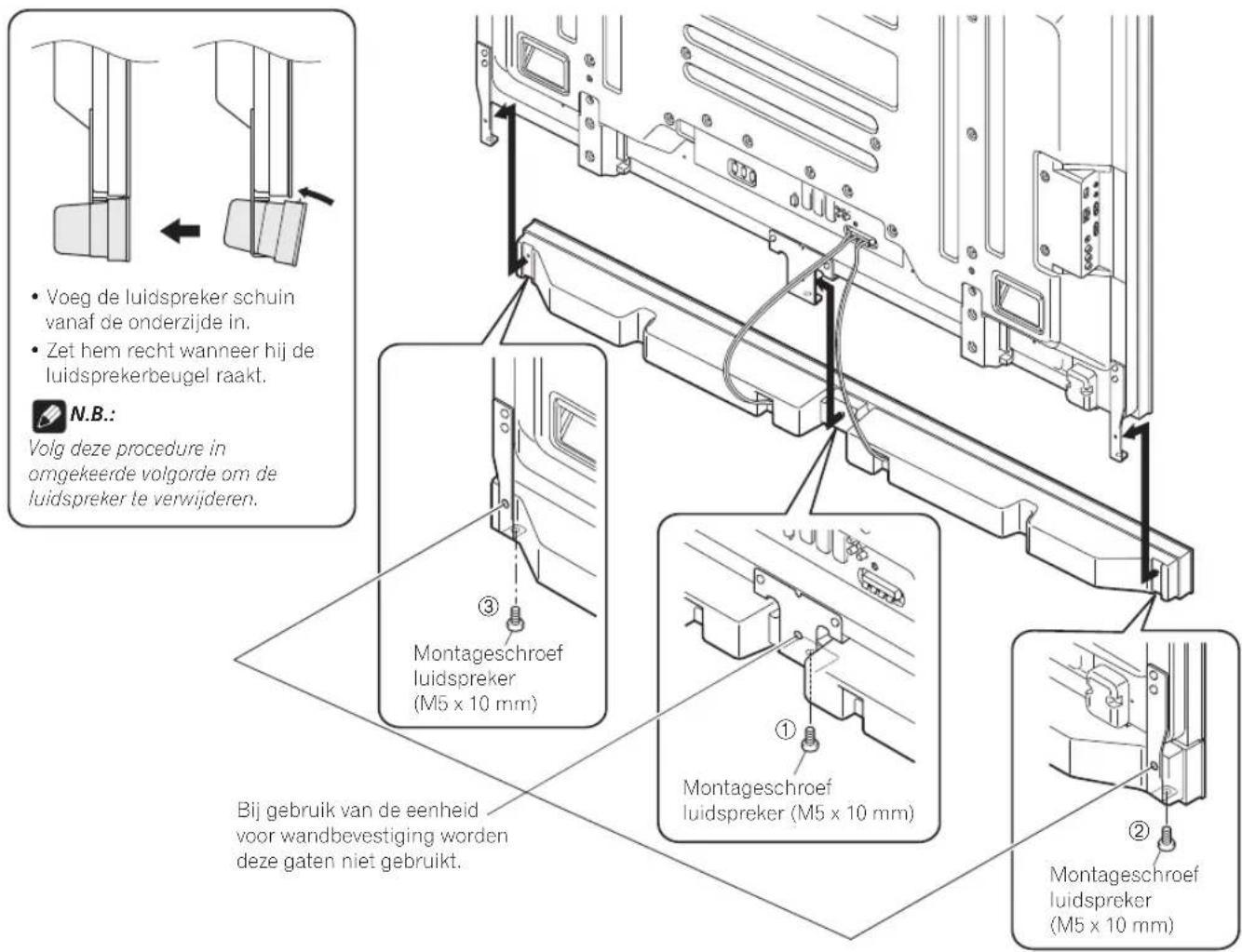 PIONEER PDPS65 - Bevestig de luidspreker in de juiste richting aan de beugels. - 1