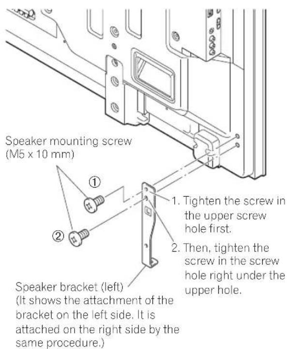 PIONEER PDPS65 - Attach the speaker brackets to the rear of the flat screen TV. - 1