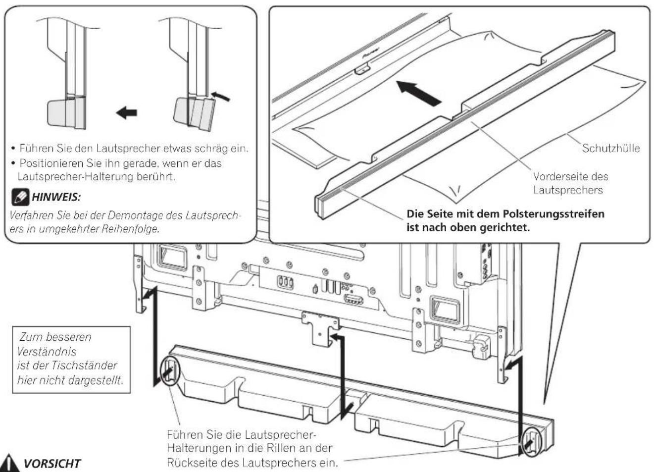 PIONEER PDPS65 - Befestigen Sie den Lautsprecher in der richtigen Richtung an den Halterungen. - 1