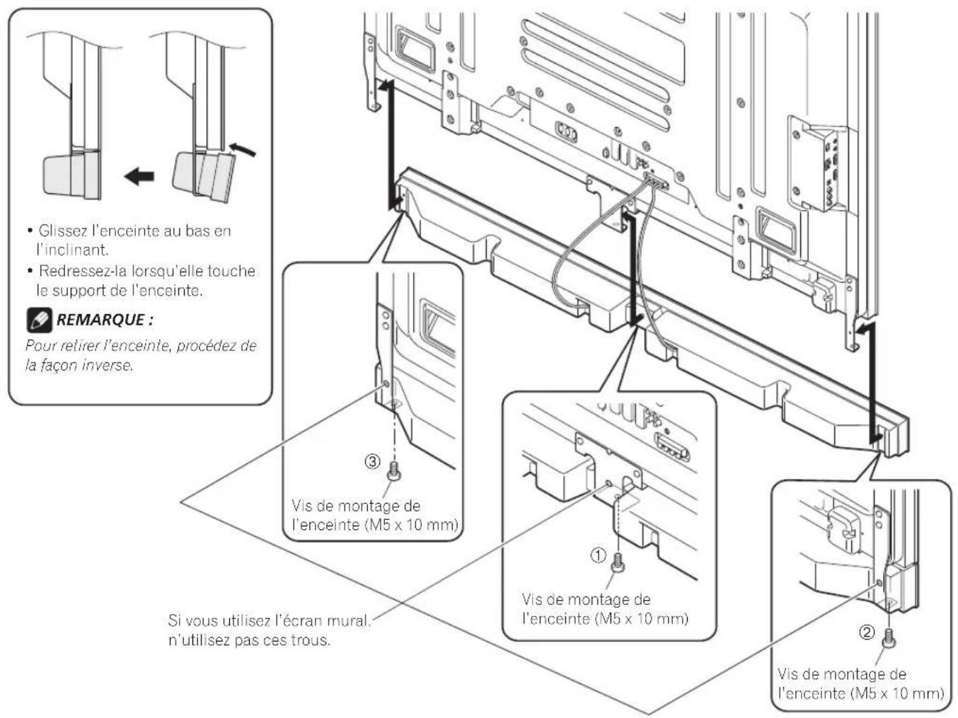 PIONEER PDPS65 - Glissez l'enceinte dans les supports dans le bon sens. - 1