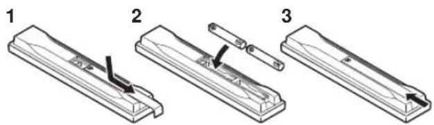 PIONEER PDXZ9 - Mise en place des piles dans la télécommande - 1