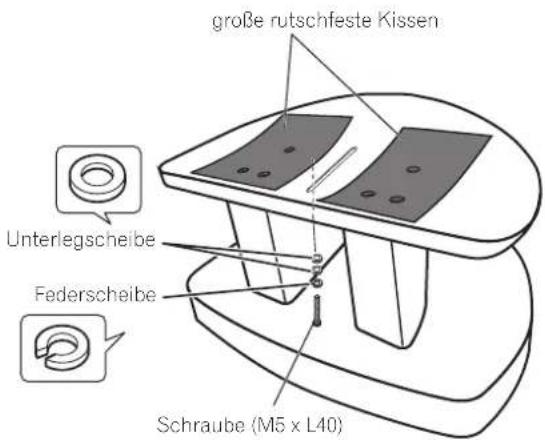 PIONEER S8EXW - Befestigen Sie den Lautsprecher mit der mitgelieferten Schraube (M5 x L40), der Federscheibe und den Unterlegscheiben am Ständer. - 1