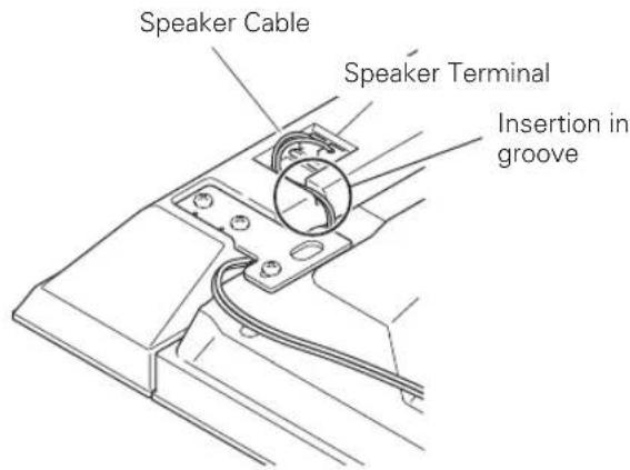 PIONEER PDPS60 - Hang the speaker mounting fitting on the screw you installed at the top by passing the wide part over it and lowering into the slot; screw in the lower screw temporarily. - 3