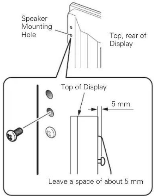 PIONEER PDPS60 - Screw an supplied screw into the speaker mounting hole (lower of the two) at the top, rear of the display. - 1