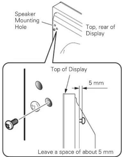PIONEER PDPS61 - Screw an supplied screw into the speaker mounting hole (lower of the two) at the top, rear of the display. - 1