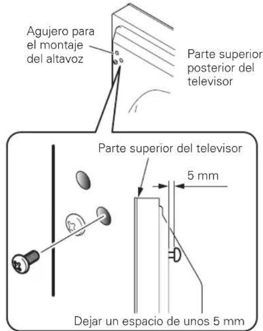 PIONEER PDPS61 - Atornille uno de los pernos suministrados en el agujero de montaje del altavoz (el más bajo de los dos) situado en la parte superior de la cara posterior del televisor de plasma. - 1