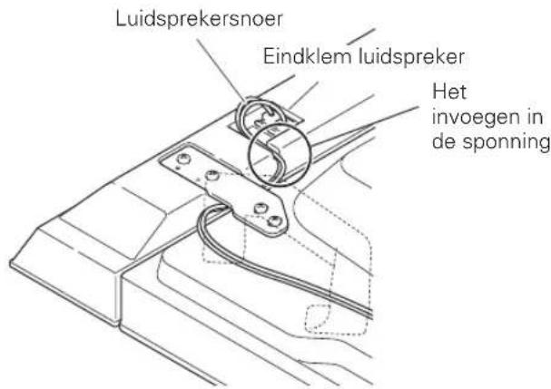 PIONEER PDPS61 - Hang het montagestuk van de luidspreker aan de schroef die u aan de bovenzijde heeft geinstalleerd door het brede gedeelte erover heb te schuiven en het in de gleuf te latent zakken; draai de laagste schroef tijdelijk aan. - 3