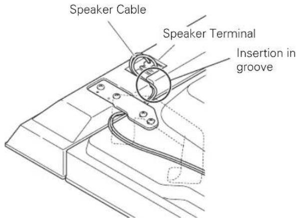PIONEER PDPS61 - Hang the speaker mounting fitting on the screw you installed at the top by passing the wide part over it and lowering into the slot; screw in the lower screw temporarily. - 3