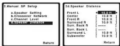 PIONEER VSX821K - Sélectionnez 'Speaker Distance' sur le menu Manual SP Setup. - 1