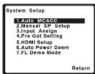 PIONEER VSX821K - Select 'Auto MCACC' from the System Setup menu, then press ENTER. - 1