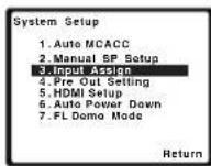PIONEER VSX821K - Select 'Input Assign' from the System Setup menu. - 1