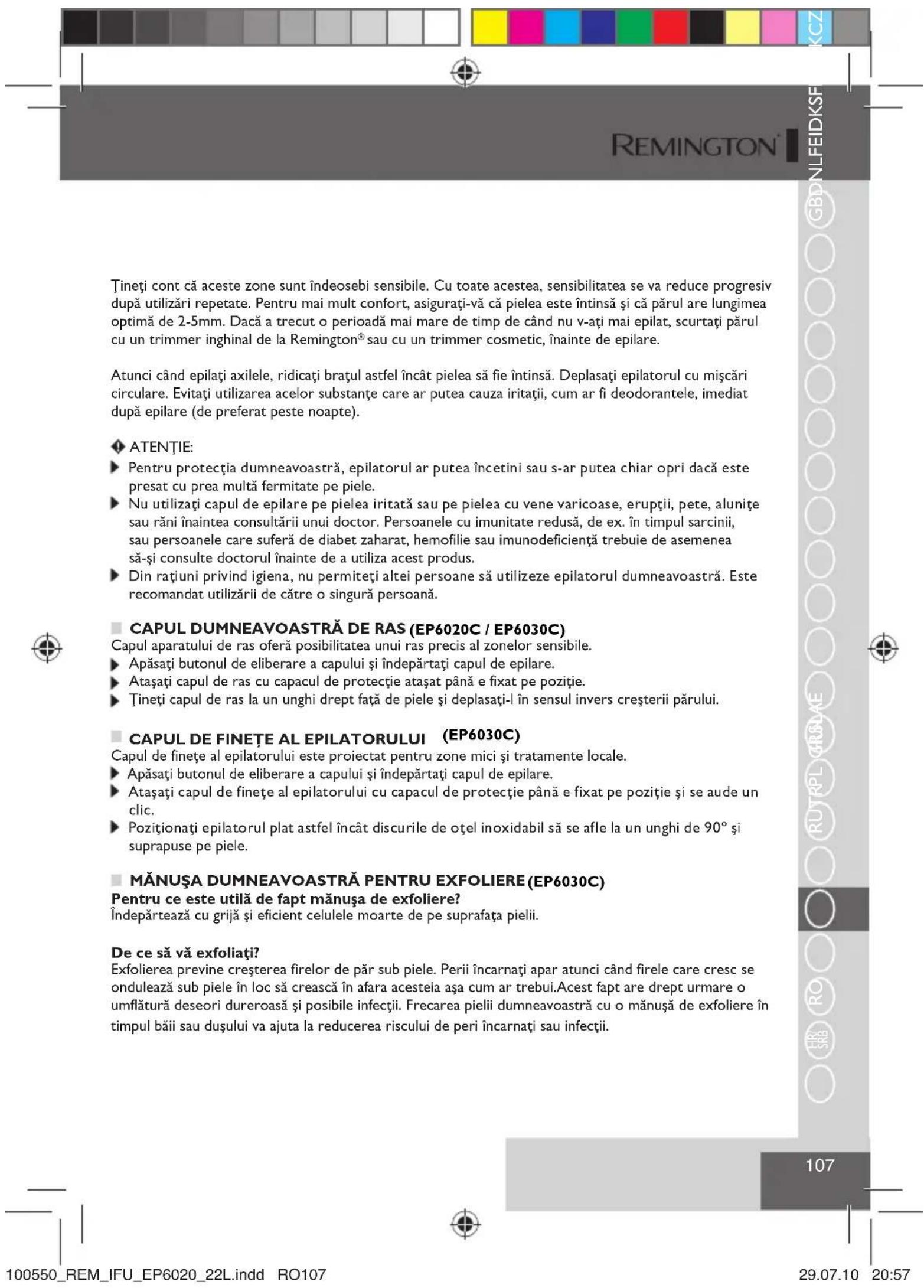 REMINGTON EP6030C - INSTRUCTIONS DE UTILIZARE - 2