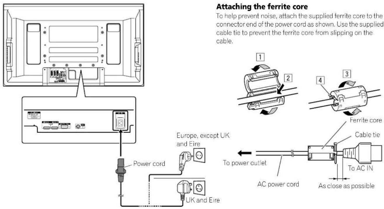 PIONEER PDP427XA - Connecting the power cord - 1