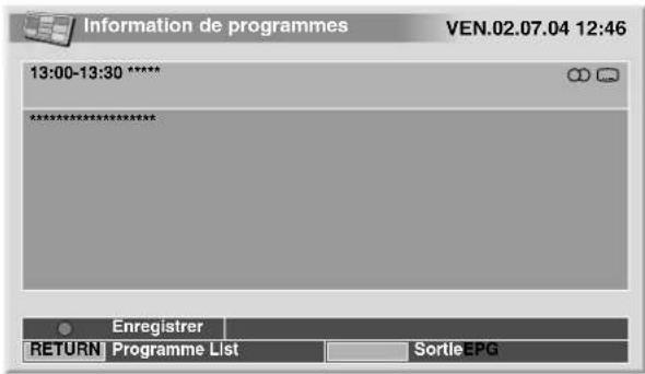 PIONEER PDP435HDE - Affichage des informations concernant une émission - 1