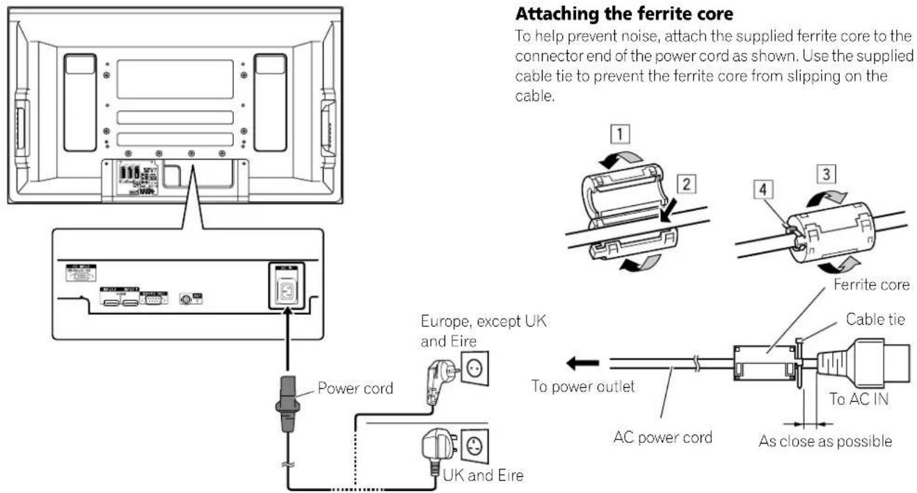 PIONEER PDP507XA - Connecting the power cord - 1